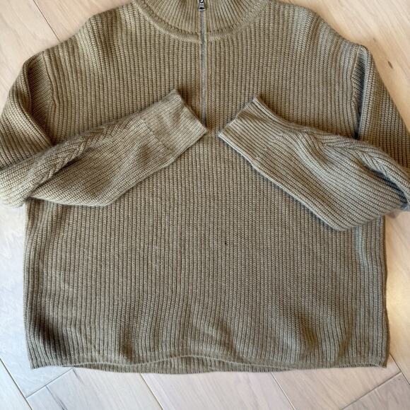 Jenni Kayne Cashmere Sweater Women's Small Brown 1/4 Zip Minimalist Glam Winter - Picture 5 of 10